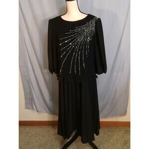 Good Times black special occasion dress with cascade of silver sequins